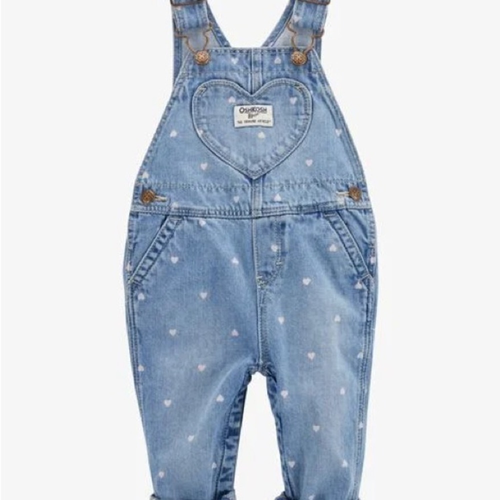OshKosh B'gosh Light Blue Denim Heart Pocket Overalls 6 month